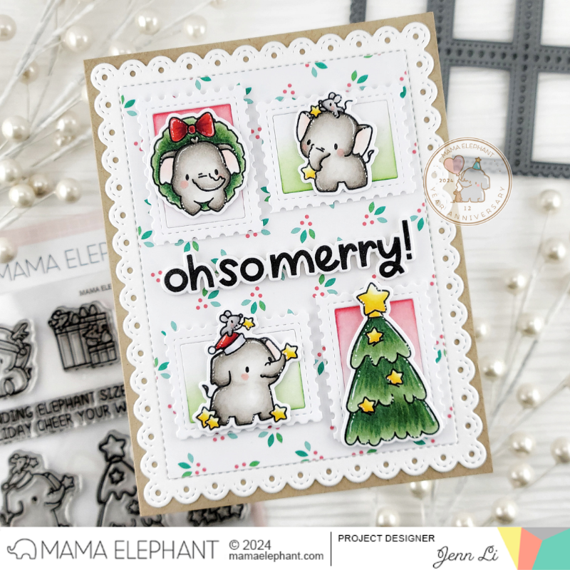 Mama Elephant Elephant Cheer Clear Stamp and Die Set grid