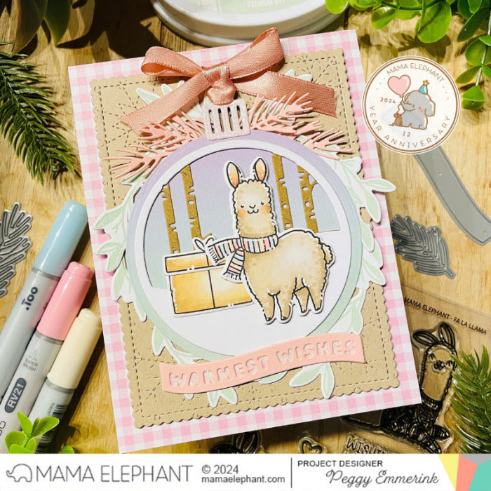 Mama Elephant Fa La Llama Clear Stamp and Die Set tan