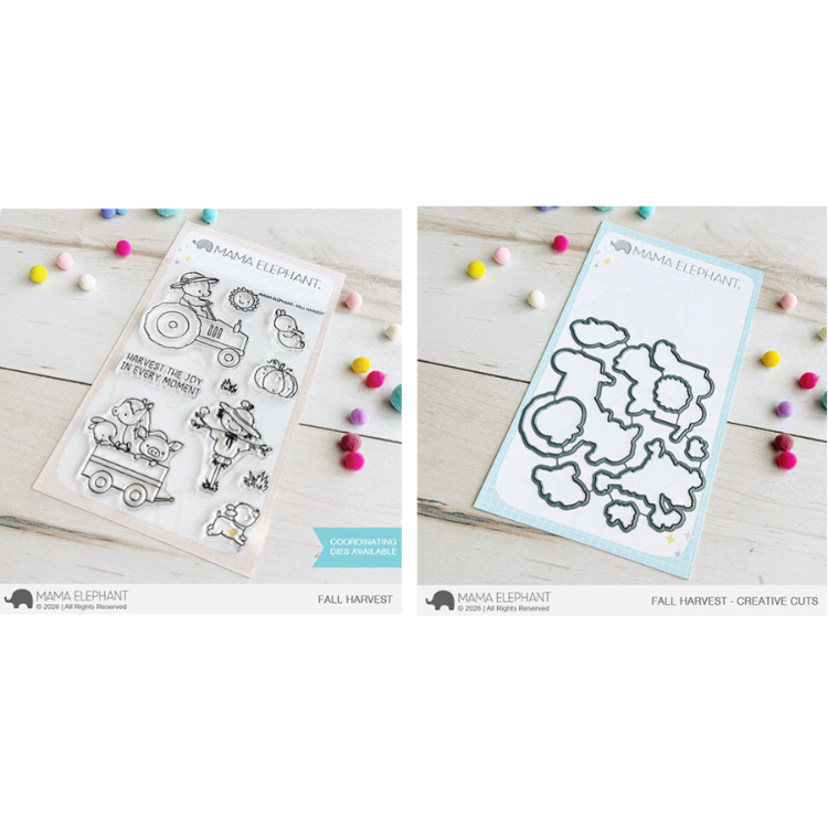 Mama Elephant Fall Harvest Clear Stamp and Die Set