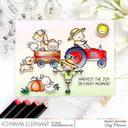 Mama Elephant Fall Harvest Clear Stamps bunny resting on a pumpkin card | color-code:ALT01