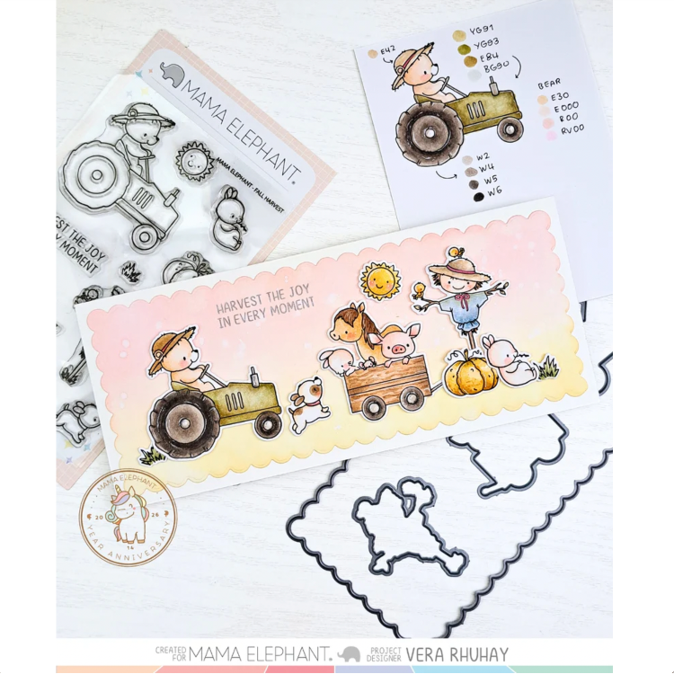 Mama Elephant Fall Harvest Die Creative Cuts Steel Dies tractor scarecrow joy card