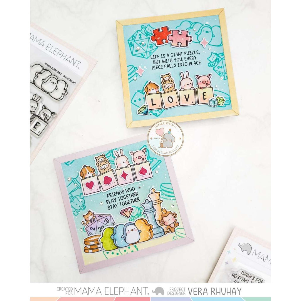 Mama Elephant Game Night Clear Stamp and Die Set puzzle