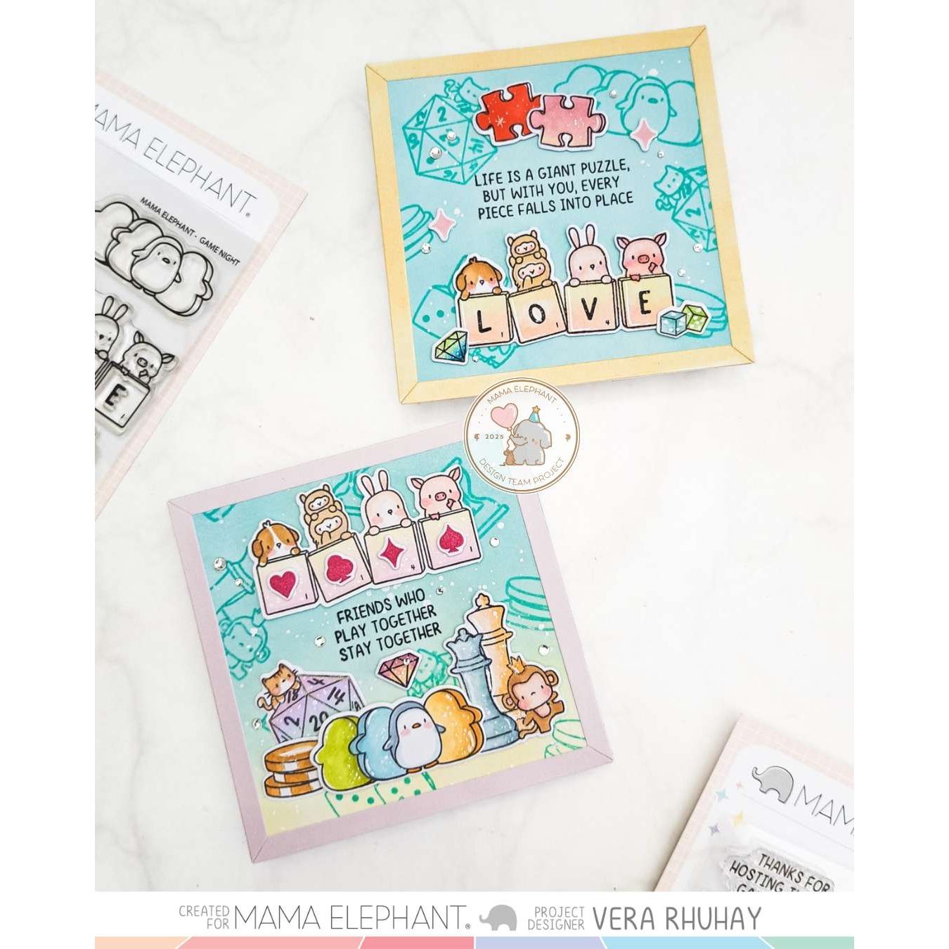 Mama Elephant Game Night Clear Stamp and Die Set puzzle
