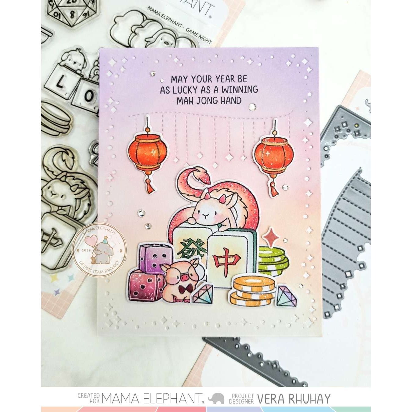 Mama Elephant Game Night Creative Cuts Steel Dies dragon
