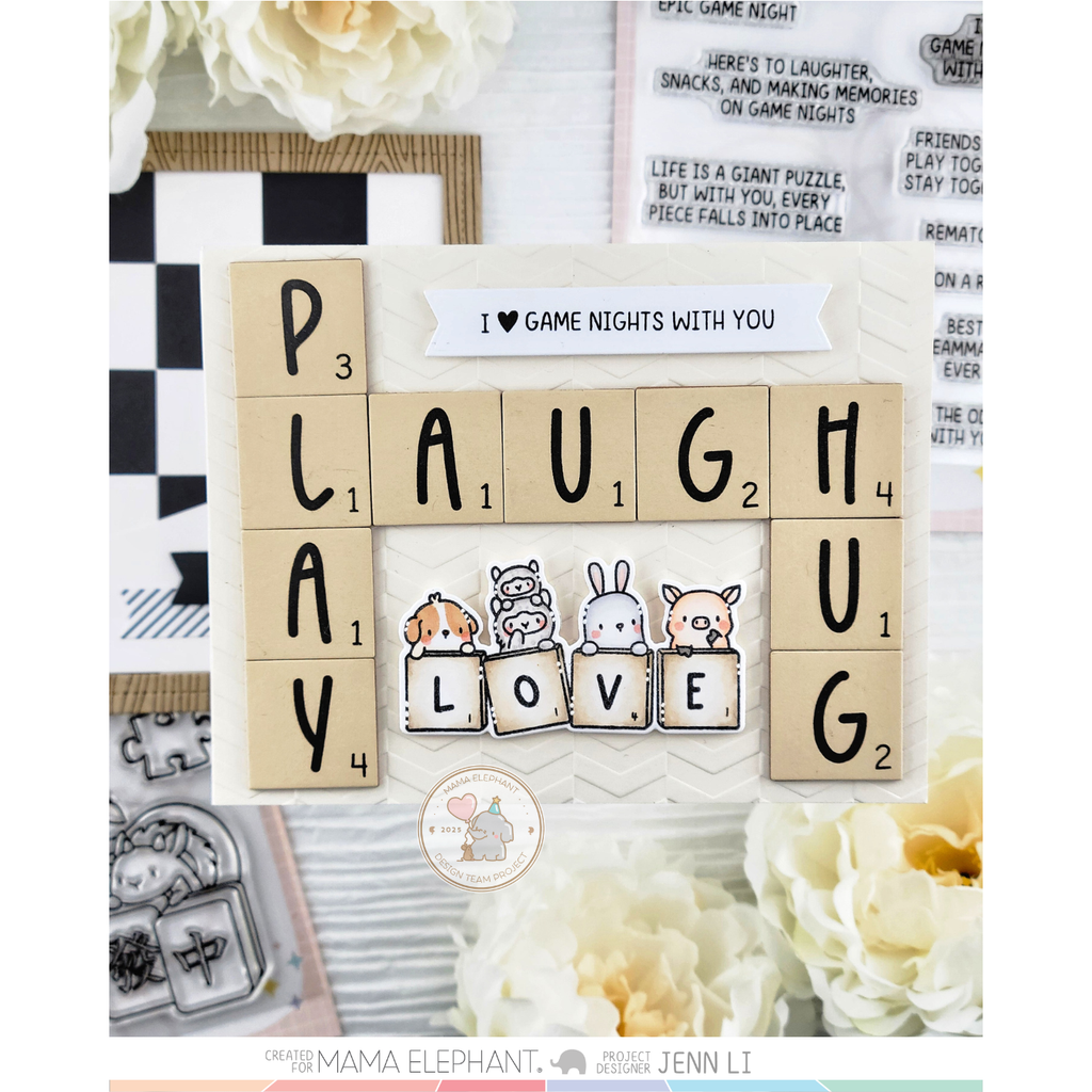 Mama Elephant Game Night Creative Cuts Steel Dies scrabble