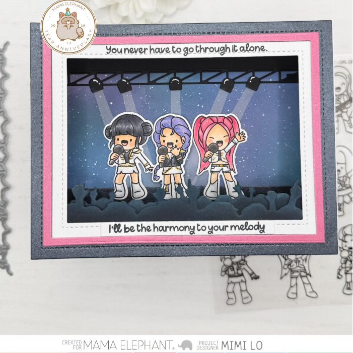 Mama Elephant Girl Group Clear Stamp and Die Set harmony