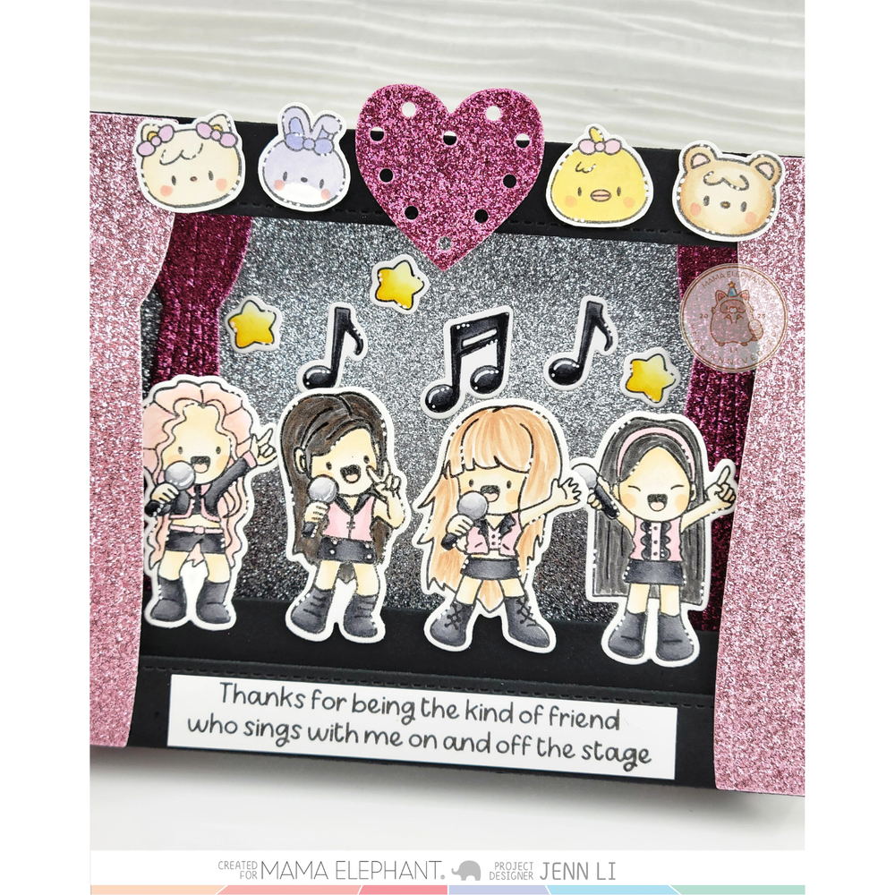 Mama Elephant Girl Group Clear Stamps red