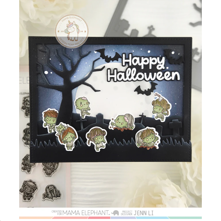 Mama Elephant Graveyard Bash Creative Cuts Steel Dies zombies halloween card
