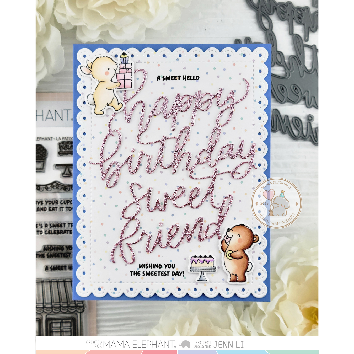 Mama Elephant HBD Sweet Friend Creative Cuts Steel Dies cake