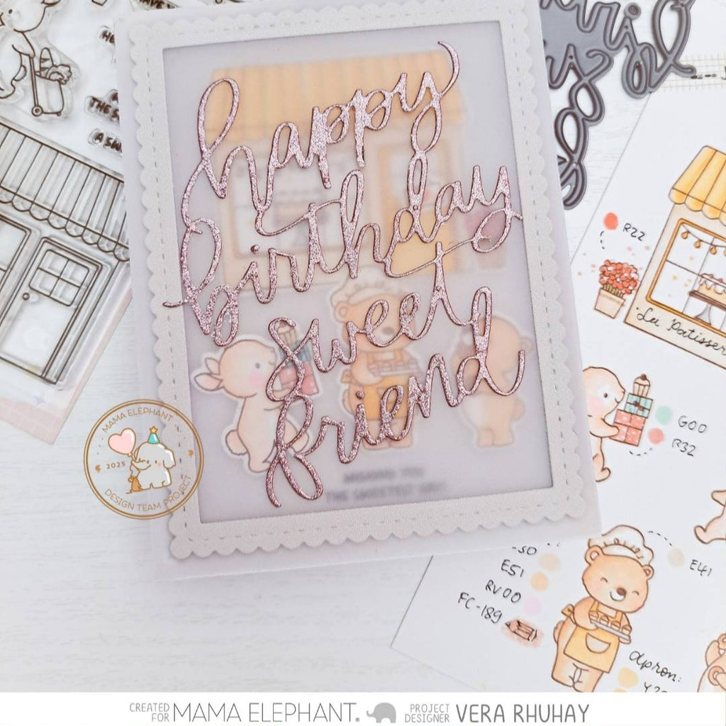 Mama Elephant HBD Sweet Friend Creative Cuts Steel Dies glitter