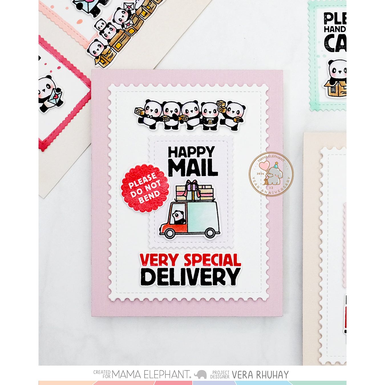 Mama Elephant Handle With Care Clear Stamp and Die Set pandas