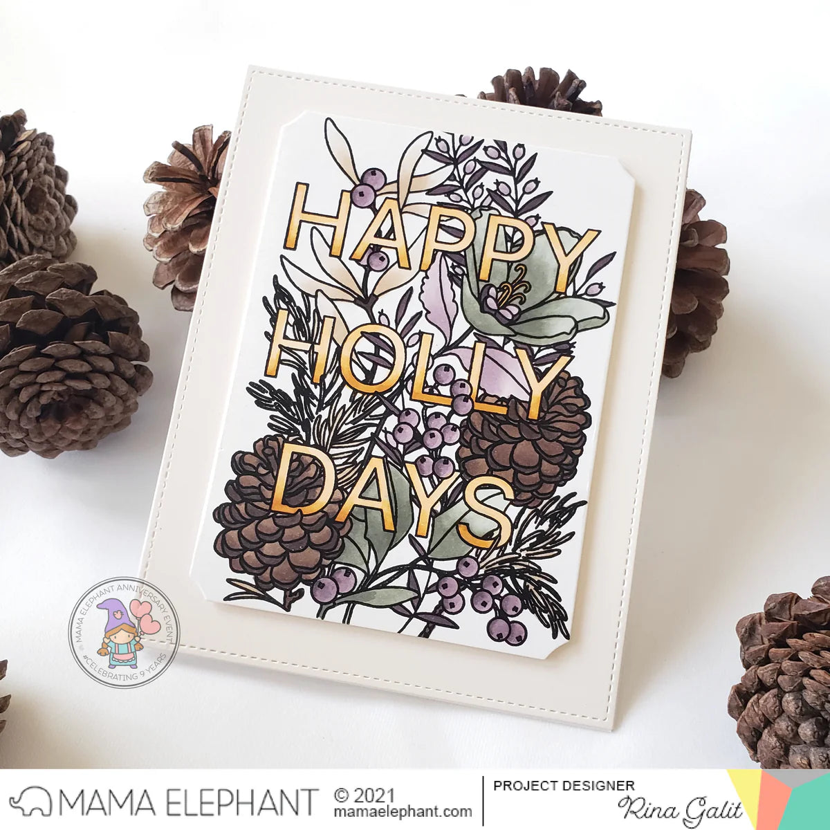 Mama Elephant Happy Holly Days Clear Stamps* pinecone