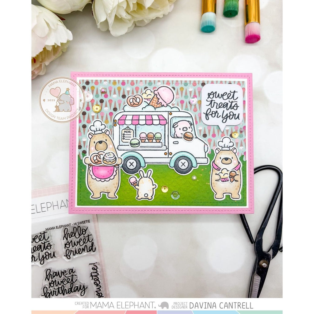 Mama Elephant Hi Sweetie Clear Stamp and Die Set bear