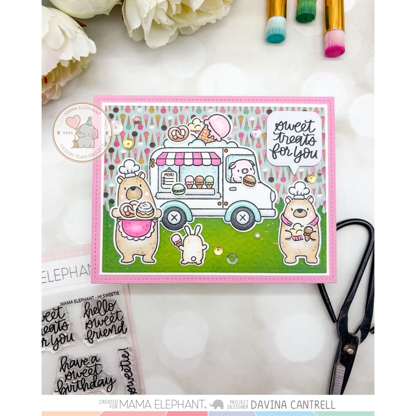 Mama Elephant Hi Sweetie Clear Stamp and Die Set bear