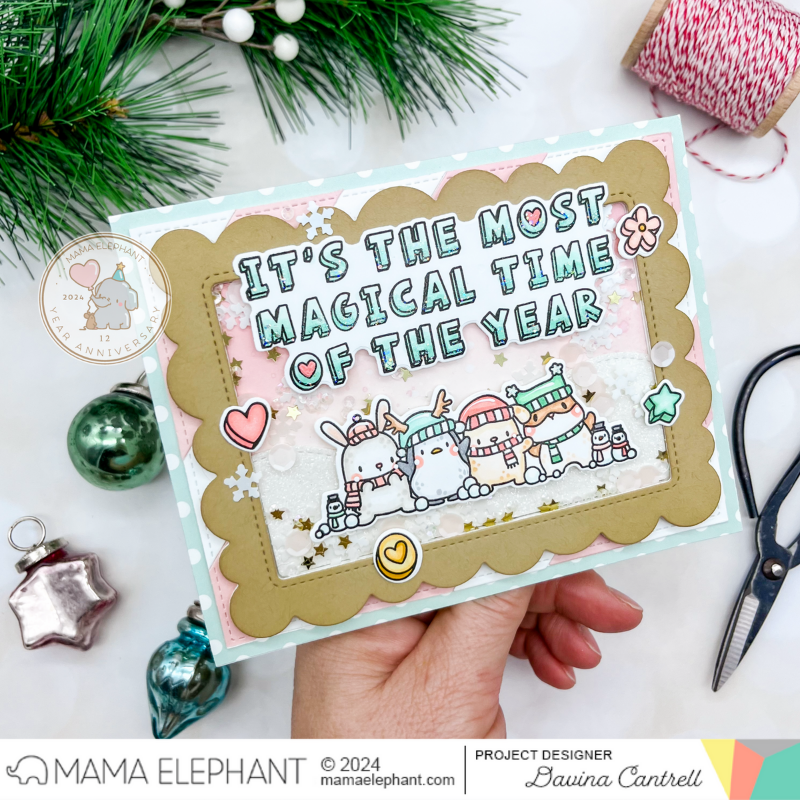 Mama Elephant Holiday Block Clear Stamp and Die Set framed