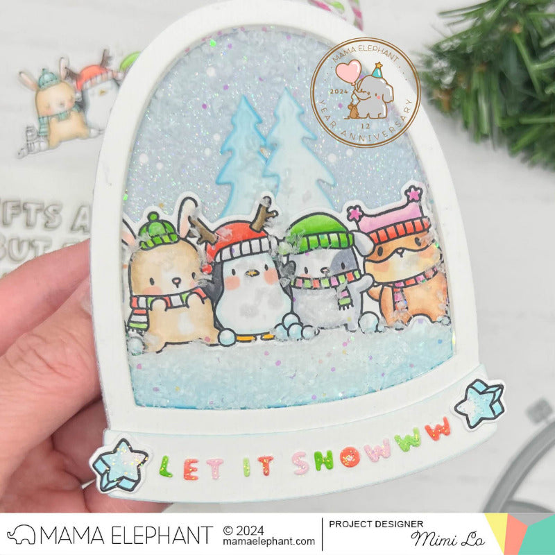 Mama Elephant Holiday Block Clear Stamp and Die Set globe