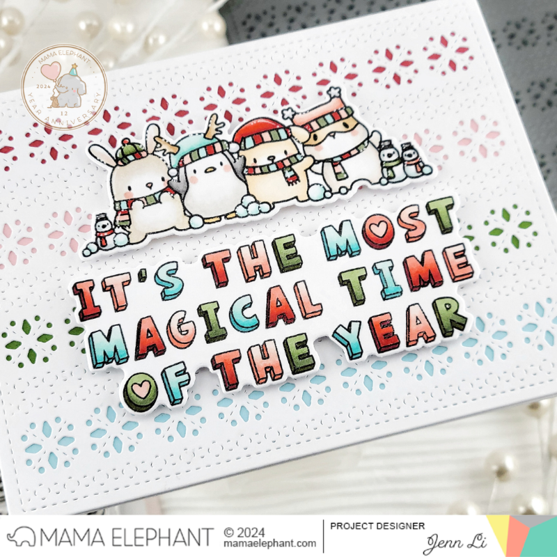 Mama Elephant Holiday Block Clear Stamp and Die Setwhite