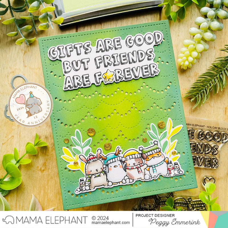 Mama Elephant Holiday Block Creative Cuts Steel Dies green