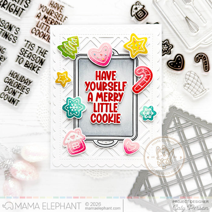 Mama Elephant Holiday Calories Clear Stamp and Die Set colorful cookie card | color-code:ALT01