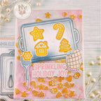 Mama Elephant Holiday Calories Clear Stamp and Die Set holiday joy pink card