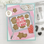 Mama Elephant Holiday Calories Clear Stamps pink background card