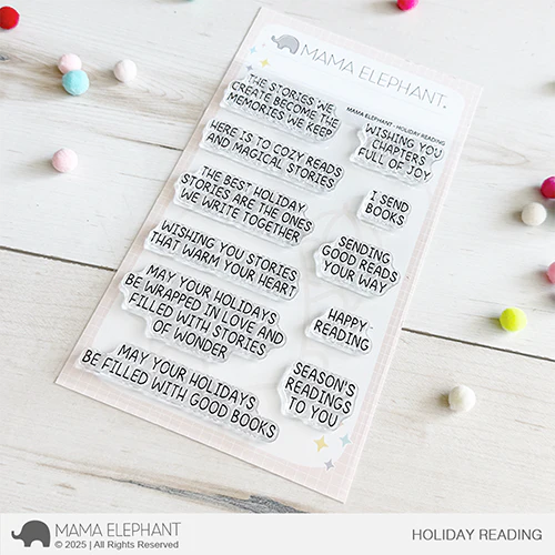 Mama Elephant Holiday Reading Clear Stamps