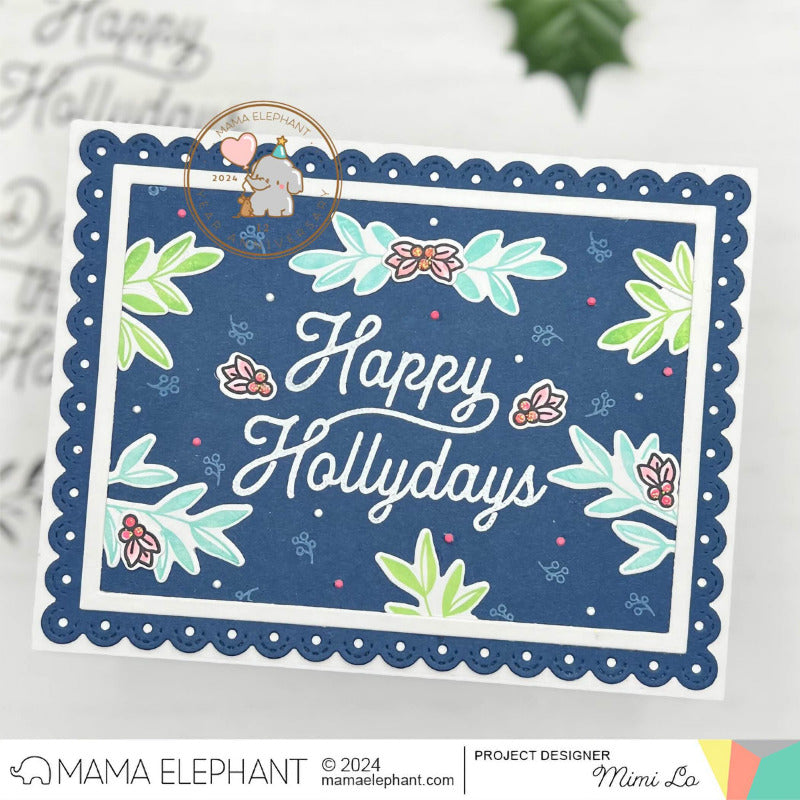 Mama Elephant Holly and Leaves Clear Stamps navy