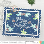 Mama Elephant Holly and Leaves Clear Stamps navy
