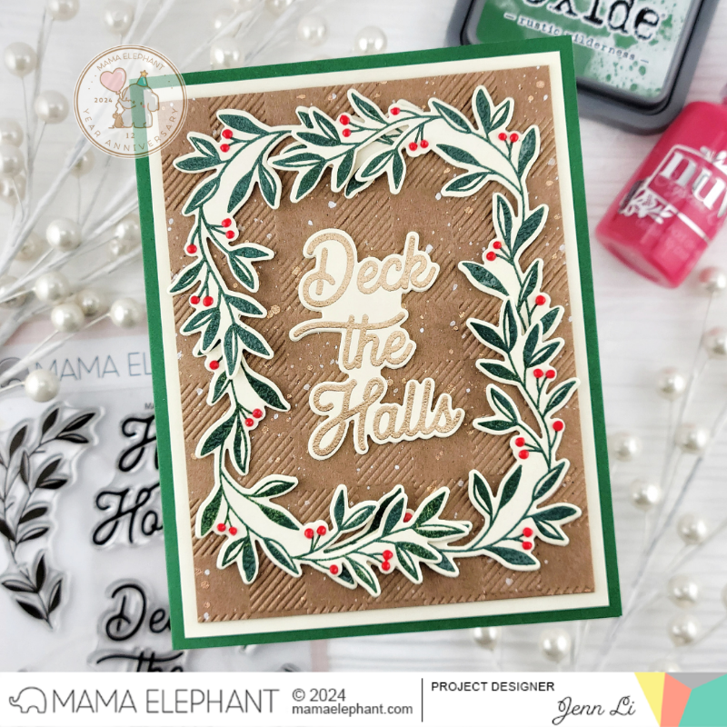 Mama Elephant Holly and Leaves Clear Stamps tan