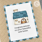 Mama Elephant Home Sweet Home Clear Stamps blue roof