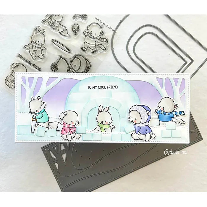 Mama Elephant Ice Fishing Clear Stamps* ice