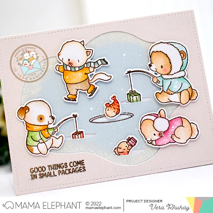 Mama Elephant Ice Fishing Creative Cuts Steel Die* fishing