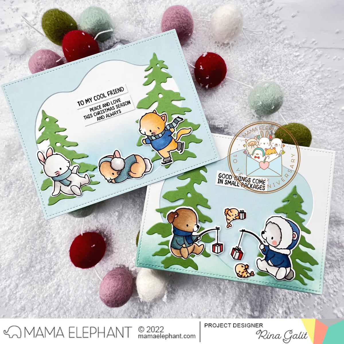 Mama Elephant Ice Fishing Creative Cuts Steel Die* peace and love