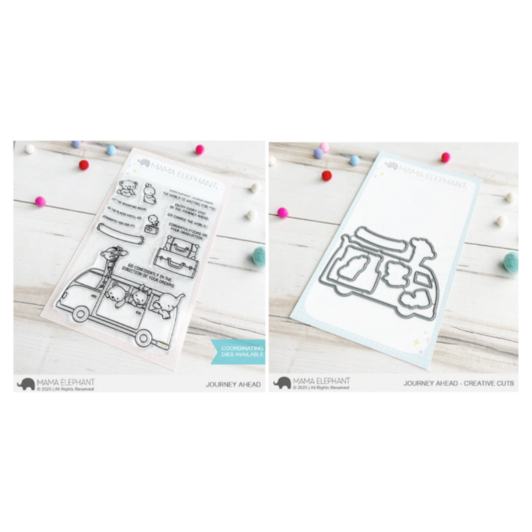 Mama Elephant Journey Ahead Clear Stamp and Die Set