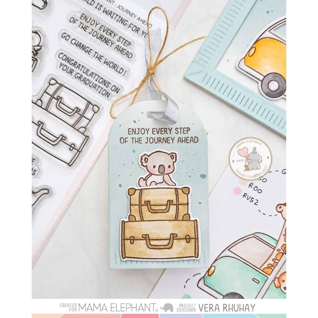 Mama Elephant Journey Ahead Clear Stamp and Die Set tag