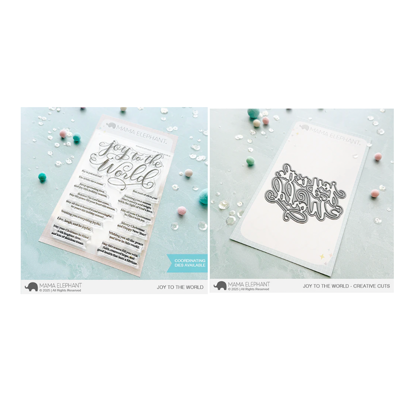 Mama Elephant Joy To The World Clear Stamp and Die Set