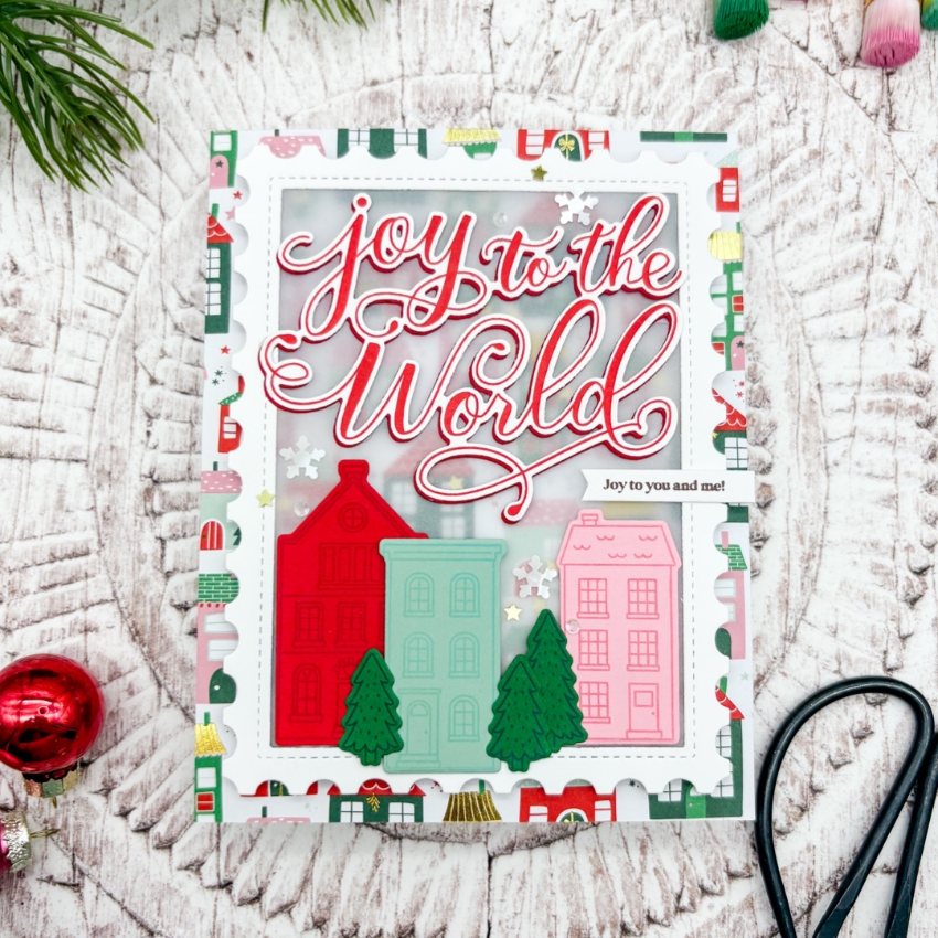 Mama Elephant Joy To The World Clear Stamp and Die Set buildings
