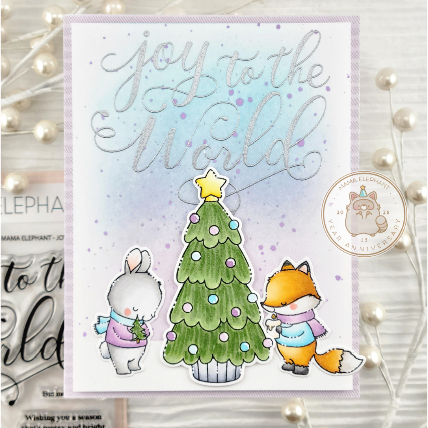 Mama Elephant Joy To The World Clear Stamps tree