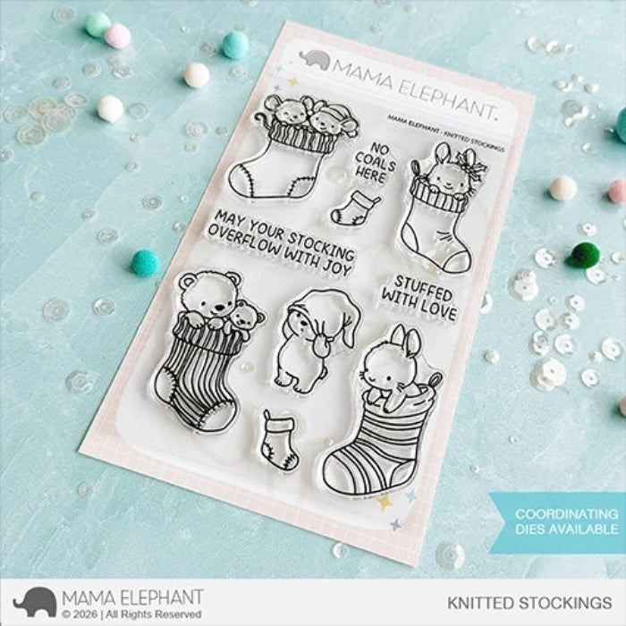 Mama Elephant Knitted Stockings Clear Stamps