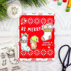 Mama Elephant Knitted Stockings Creative Cuts Steel Dies be merry red background card