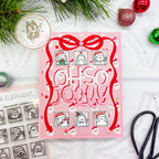 Mama Elephant LIl Penguin Docket Clear Stamps oh so jolly red bow card