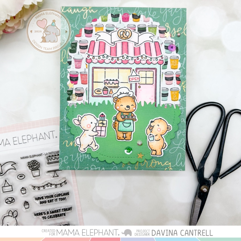 Mama Elephant La Patisserie Clear Stamp and Die Set green