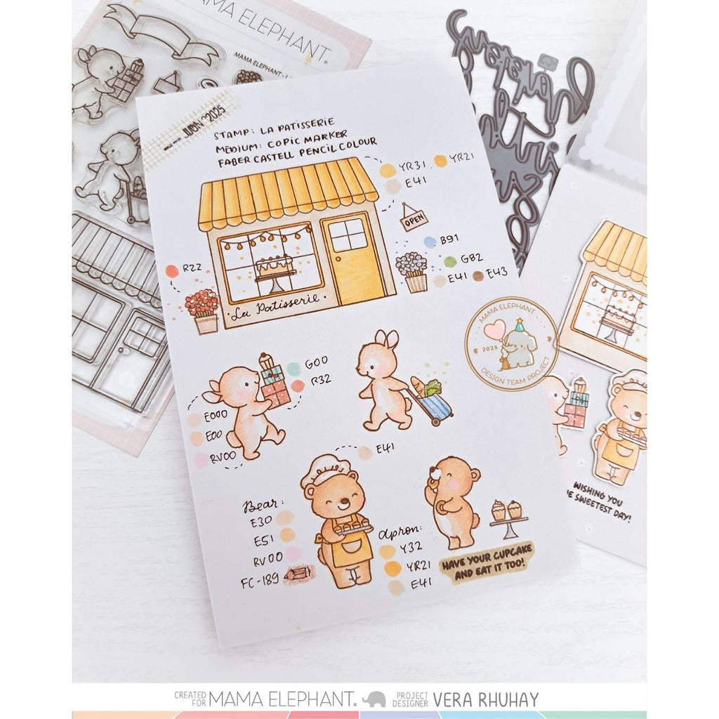 Mama Elephant La Patisserie Clear Stamp and Die Set scene