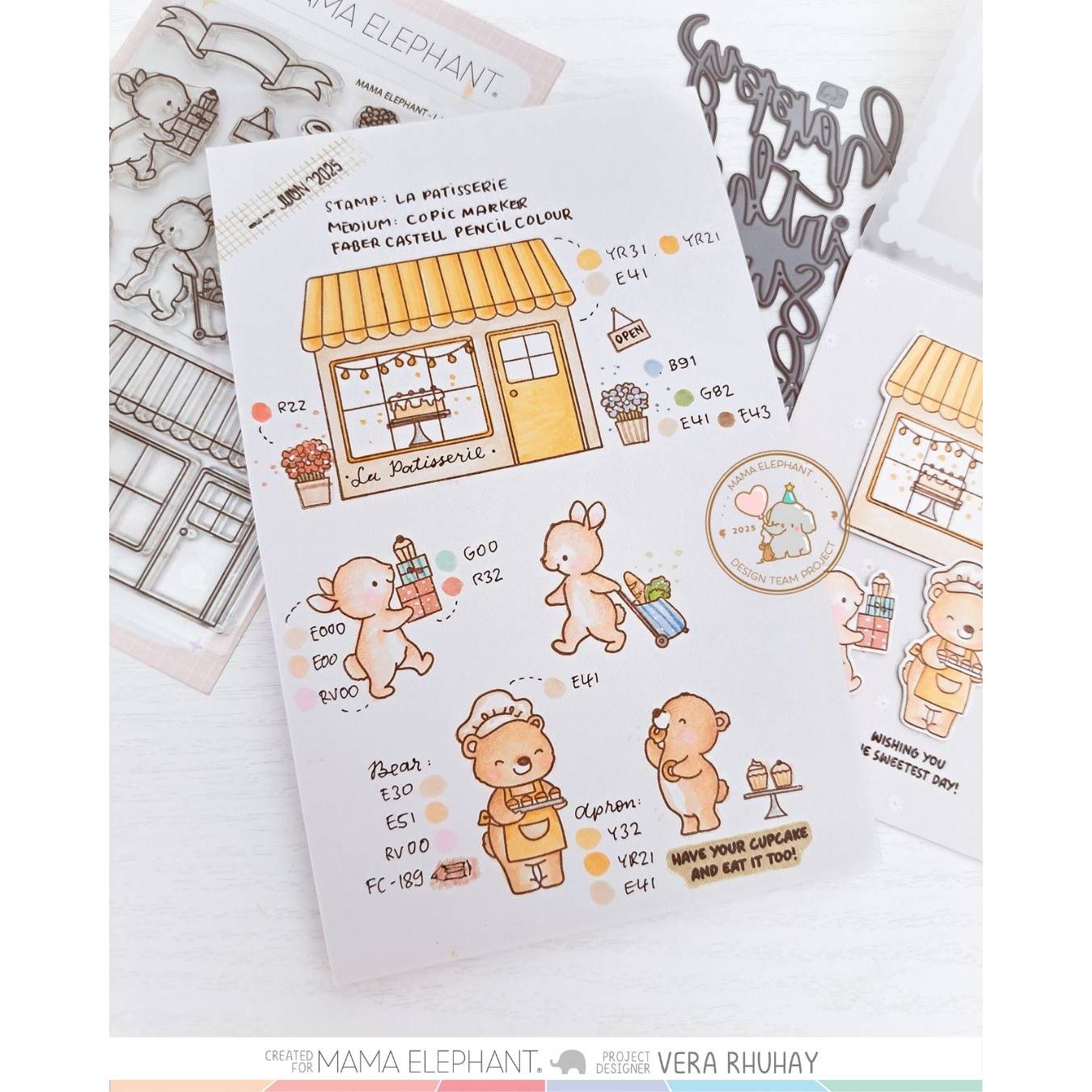 Mama Elephant La Patisserie Clear Stamp and Die Set scene