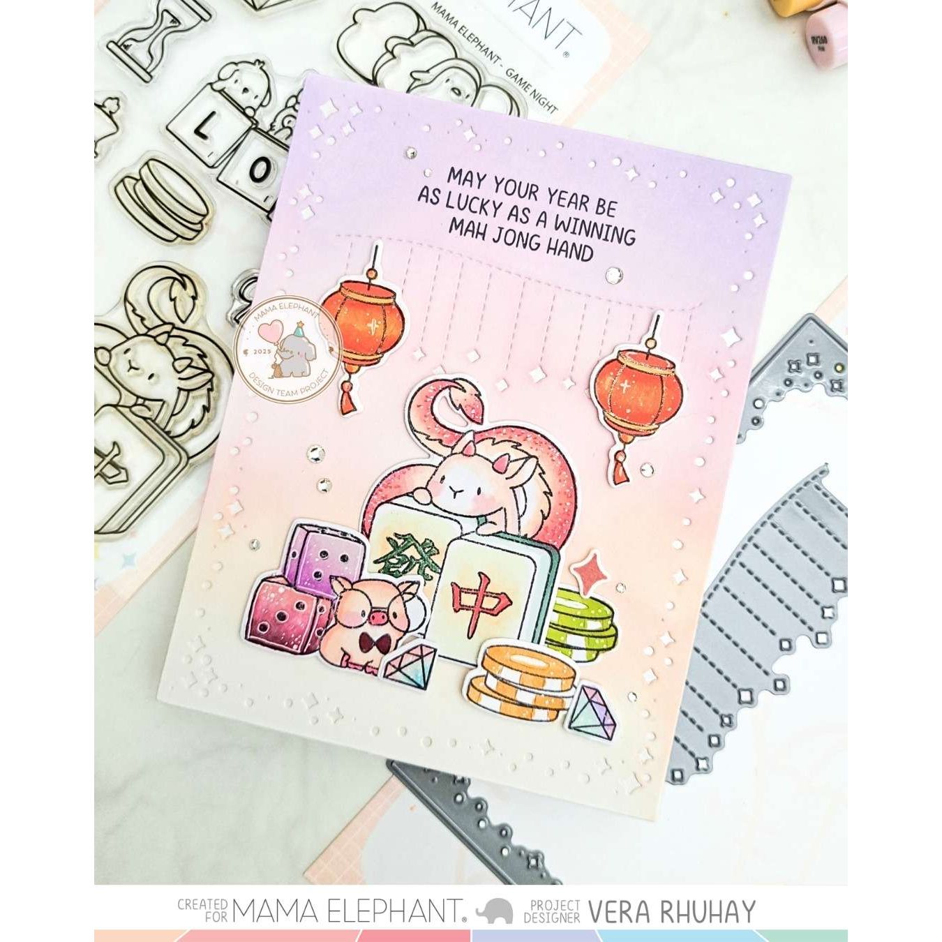 Mama Elephant Let's Game Sayings Clear Stamps lucky