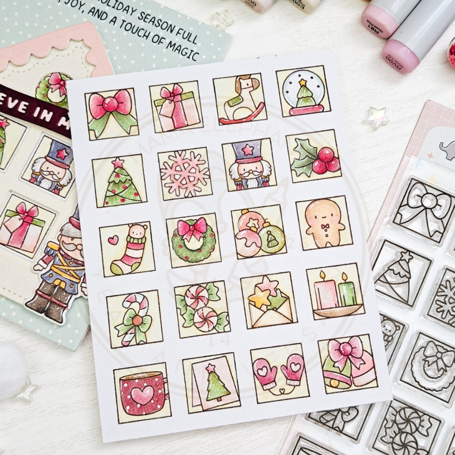 Mama Elephant Lil Holiday Icon Docket Clear Stamps chirstmas icons card