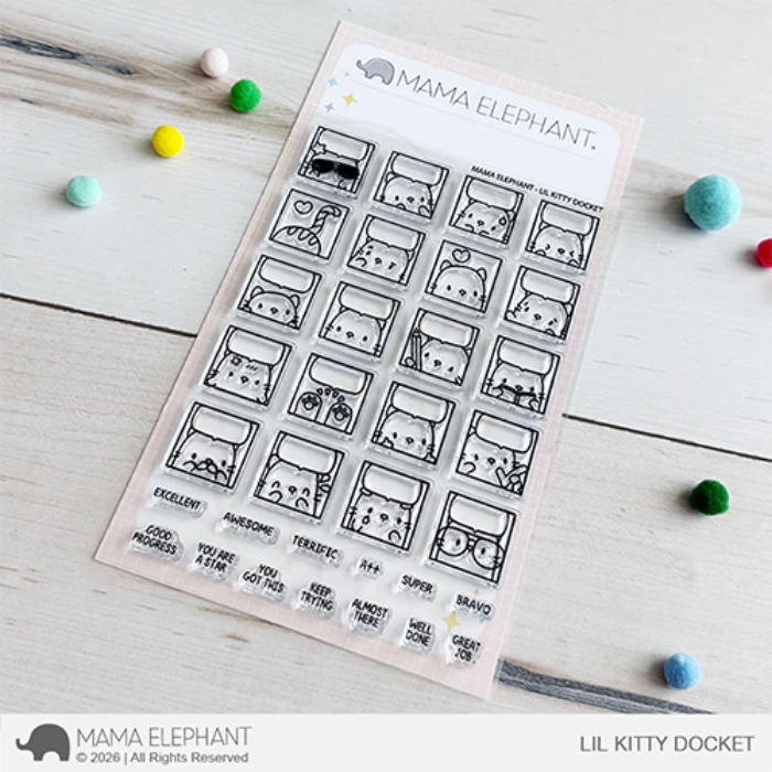 Mama Elephant Lil Kitty Docket Clear Stamps