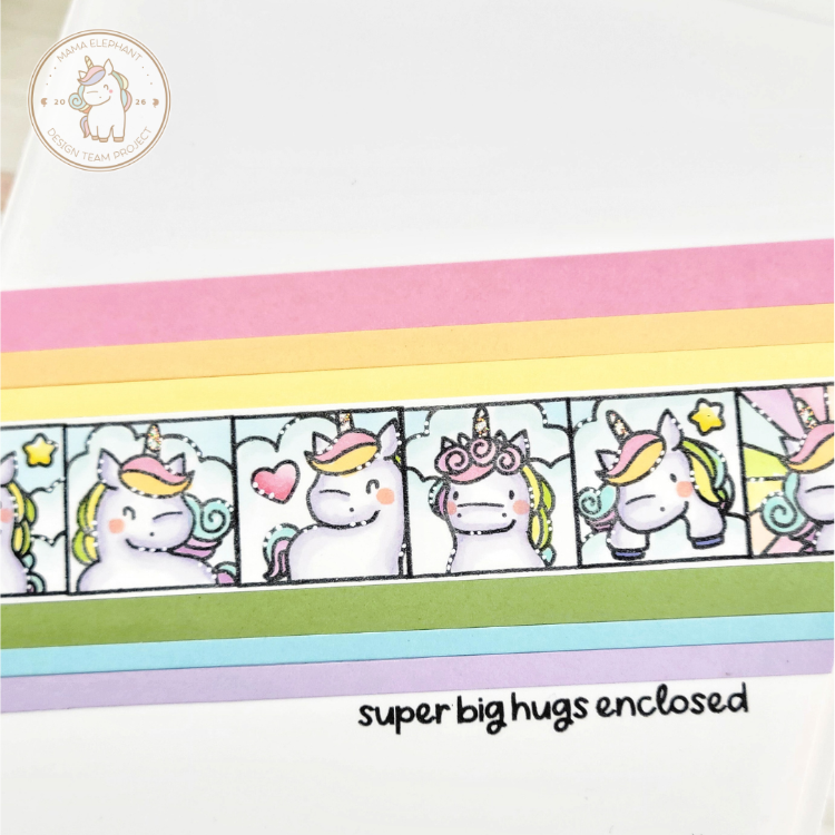 Mama Elephant Lil Unicorn Docket Clear Stamps big hugs