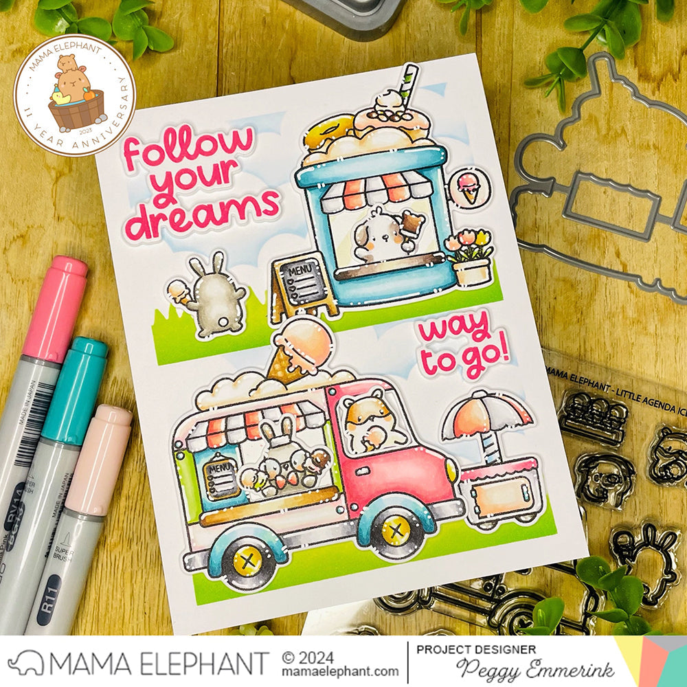 Mama Elephant Little Agenda Ice Cream Clear Stamps park