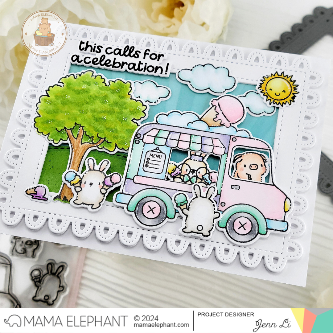 Mama Elephant Little Agenda Ice Cream Clear Stamps scalloped